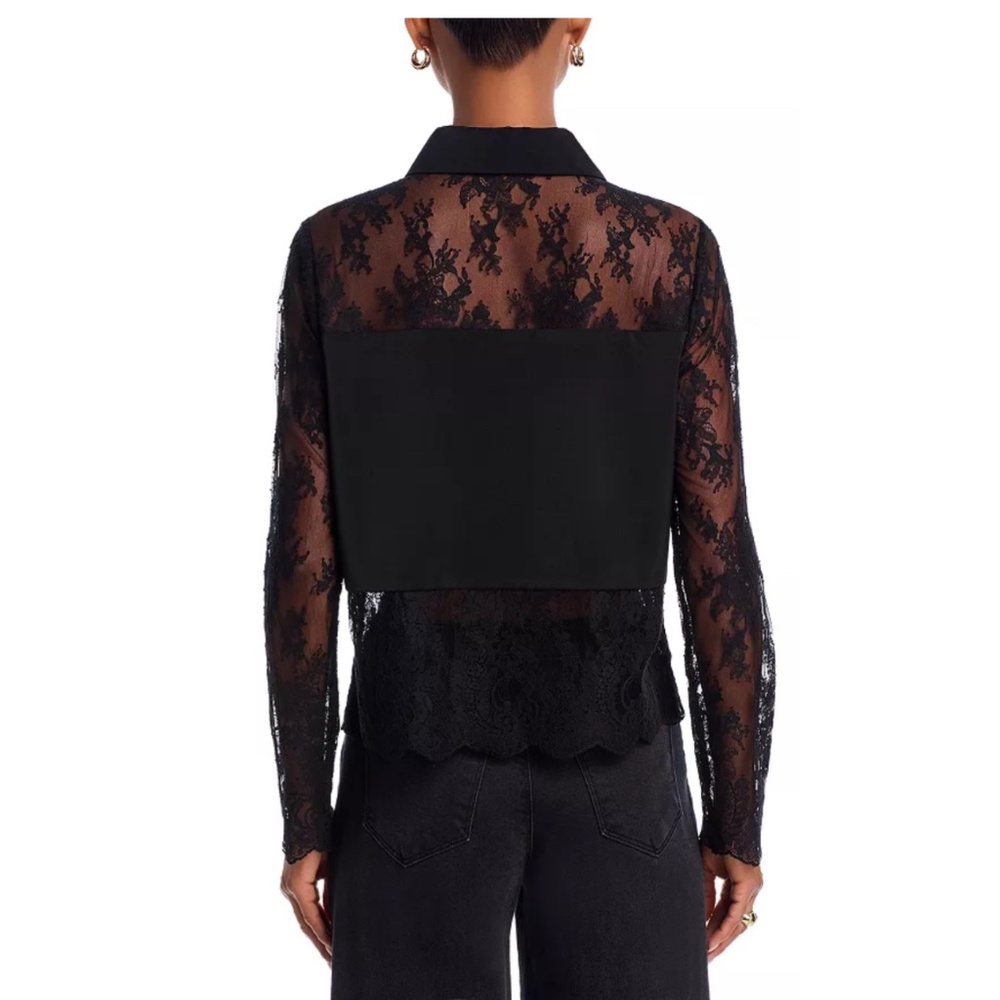 AQUA Lace Shirt NWT, Size M – Black - Picture 3 of 6
